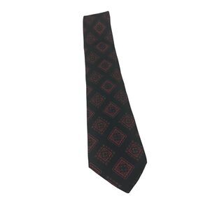 Vintage Harve Benard Black & Red Geometric England Imported 100% Silk Neck Tie